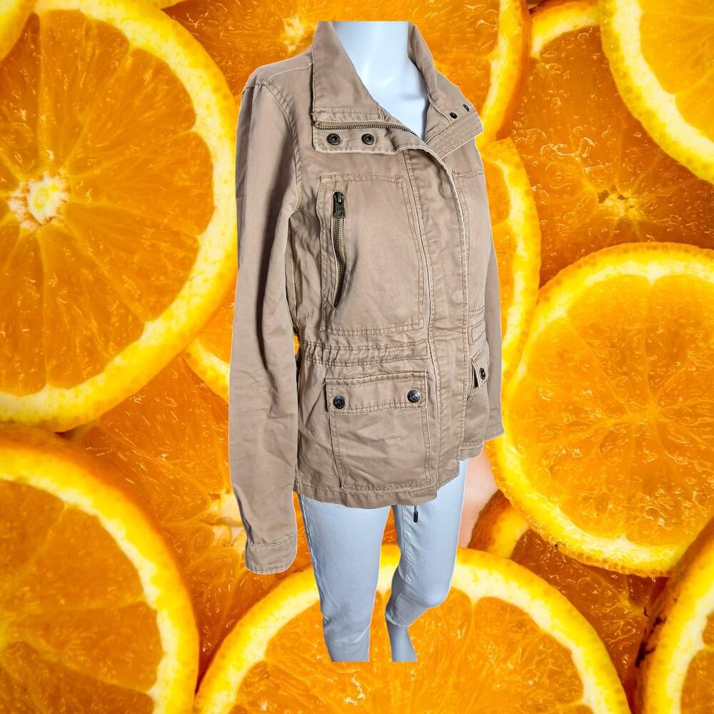 Aeropostale Women's Beige Cotton Long‎ Sleeve Full-Zip Utility Jacket Size XS